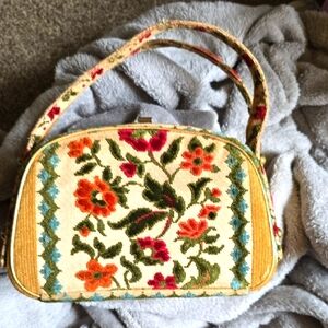 Vintage Floral Tapestry Handbag